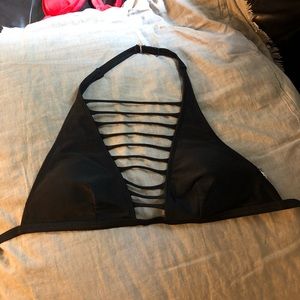 Black halter bathing suit top